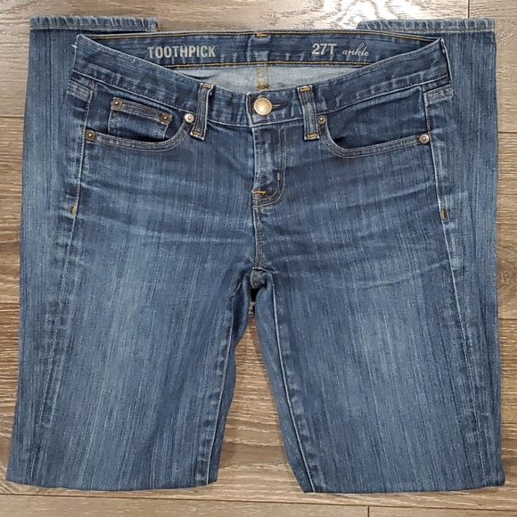 ❤J CREW TOOTHPICK SKINNY JEANS, 4 TALL ANKLE (27T)
